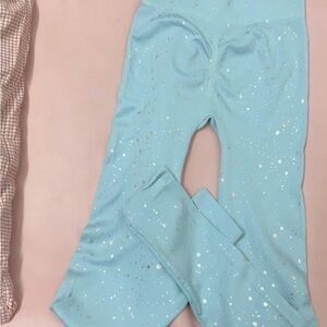 Blue Splatter Print Leggings